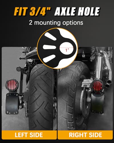 Motorcycle Tail Lights Chopper Side Mount LED Brake License Plate Light Compatible for Harley Bobber Cafe Racer Cruiser Honda Shadow Yamaha Suzuki Kawasaki (1'' Mount Hole) - color: 1'' Mount Hole