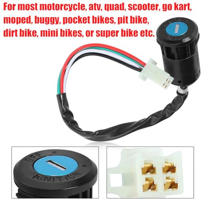 Ignition Key Switch for ATV Quad Scooter Go Kart Moped Buggy Pocket Mini Dirt Super Kids Bike 49cc 50cc 70cc 90cc 110cc 125cc 150cc 250cc TaoTao Sunl Buyang Roketa Kazuma 4 Pin