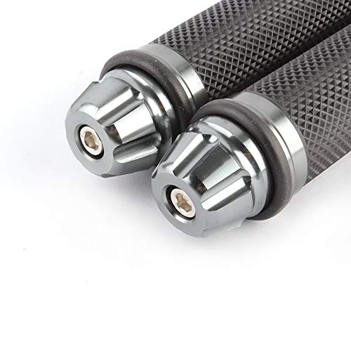 Motorcycle 7/8" CNC Hand Grips Aluminum Rubber Gel Handlebar for Sport Bike(Red) - color: Gray