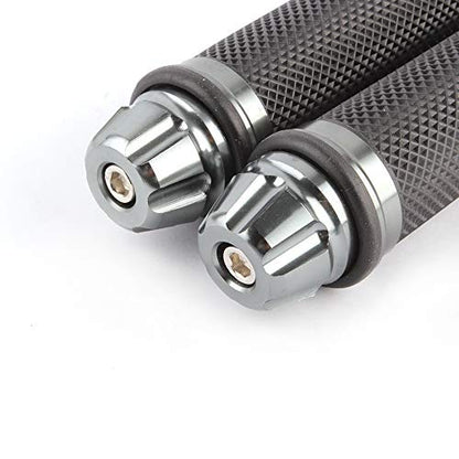 Motorcycle 7/8" CNC Hand Grips Aluminum Rubber Gel Handlebar for Sport Bike(Red) - color: Gray