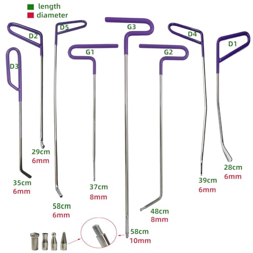 Rods Dent Removal Kit, 30 Pcs Paintless Dent Repair Rods, Special Manganese Steel, Professional Hail Dent Removal Tool for Minor Dents, Door Dings and Hail Damage