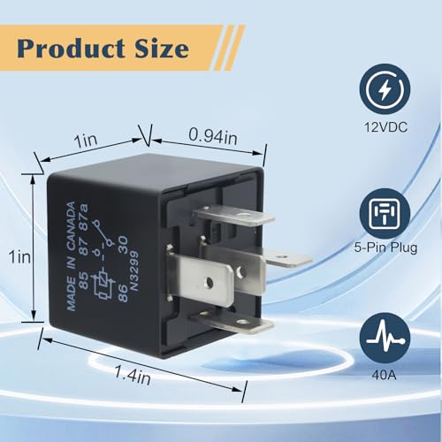 P6SDT FOAB-14B192-AA Relay - 40A 12VDC 5-Pin Relay for Ford Ford F-150, Explorer, Expedition, Electrical System 2 -Pack