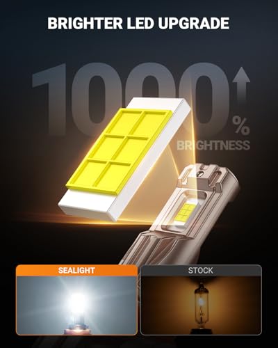 SEALIGHT H11/H16/H8 LED Fog Light Bulbs, 18000LM 6500K White-2 Pack - color: White, size: H11/H8