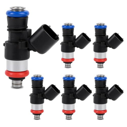 0280158191 Fuel Injector Set of 6 Compatible with 2011-2017 Transit 3.7L - color: QMP-GN03108