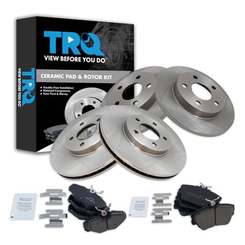 TRQ Front and Rear Brake Pad and Rotor Set Ceramic Vented Rotors - style: BKA11059