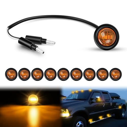 Nilight 3/4" Round Marker Light 10PCS Amber LED Clearance 2 Connectors - color: 10pcs 2Pin Amber