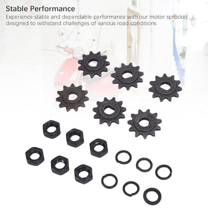 25H Chain Motor Sprocket Kit, 11T Reliable Metal with D Hole Nut and Spring, 10mm Inner Diameter for Motorcycle Dirt Bike ATV, 6 Pack Stable Performance Sprocket Set.
