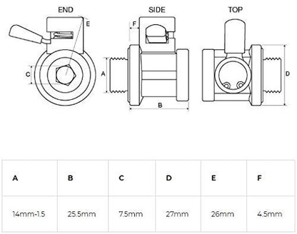 EZ-106(14mm-1.5) EZ Oil Drain Valve with removable Hose End Combo