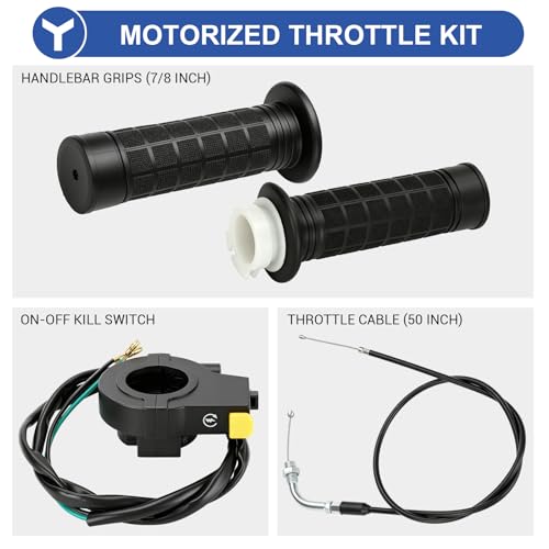 YOXUFA 2 Stroke Twist Throttle Handle Grip Throttle Cable 50" Replacement for Motorized Bike 80cc 49cc 100cc 50cc Engine Bicycle Parts with 7/8" 22mm Handlebar Kit - size: 50" Cable