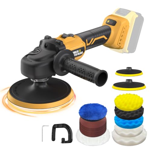 Rotary Buffer Polisher Kit 7 Inch/6 Inch for Dewalt 20V Battery (Tool Only) - color: Yellow