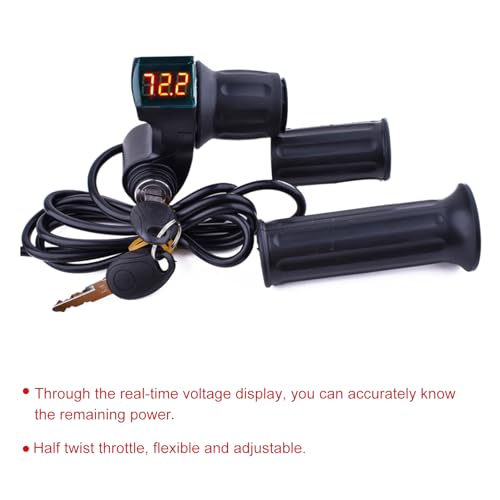 Doinal Electric Twist Throttle 72V 60V 48V 36V 24V Universal Throttle for Electric Scooter Razor Dirt Bike, Volt Meter Throttle with Key, 3 Speed Throttle, Twist Throttle for Electric Motorcycle ATVS - style: Half Twist Throttle