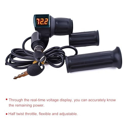 Doinal Electric Twist Throttle 72V 60V 48V 36V 24V Universal Throttle for Electric Scooter Razor Dirt Bike, Volt Meter Throttle with Key, 3 Speed Throttle, Twist Throttle for Electric Motorcycle ATVS - style: Half Twist Throttle