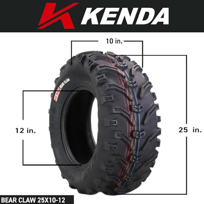 Kenda Bear Claw Front 25x8-12 & Rear 25x10-12 ATV, UTV or SXS Tires - size: 25x8-12 & 25x10-12