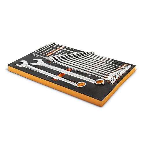 GEARWRENCH 24 Piece 12 Point Long Pattern Combination Metric Wrench Set in Foam Storage Tray - GWMSCWL12MM - style: Combination Wrenches