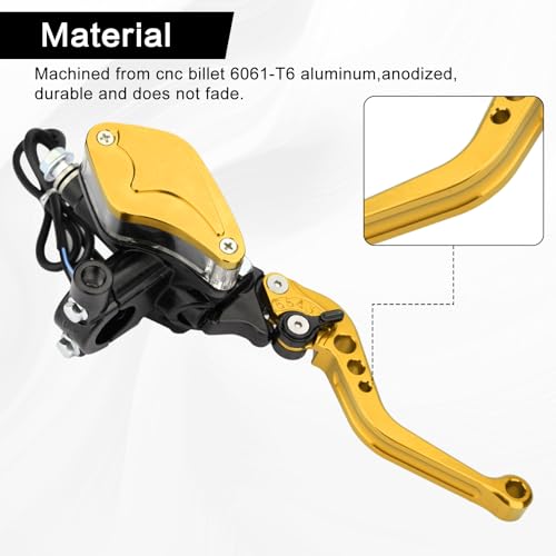 7/8" 22mm Motorcycle Brake Clutch Pump Lever, Gold - color: Gold