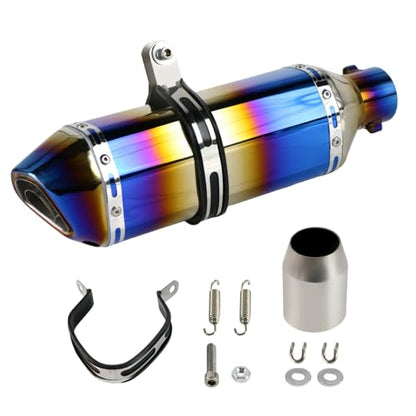 PACEWALKER Motorcycle Slip On Muffler, 1.5-2", 38-51mm Inlet, Grilled Blue - size: Grilled Blue
