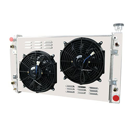 ALLOYWORKS 4 Row All Aluminum Radiator + Shroud Fan + Relay for 1988-1999 Chevy C/K 1500 2500 3500 5.0L 5.7L Blazer