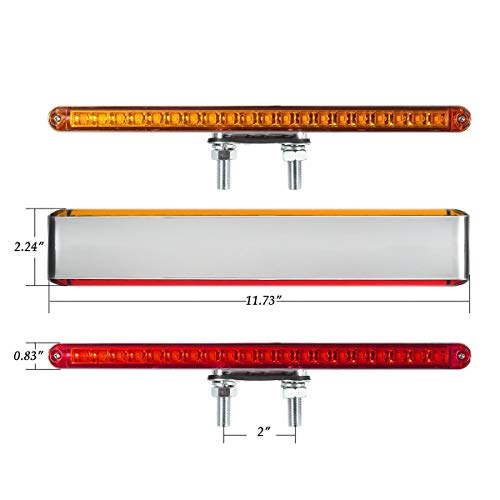 Partsam 2Pcs 12" Red/Amber LED Combo Double Face Truck Semi Trailer Light Bars 20LED Waterproof with Double Studs Sealed Truck Trailer Led Pedestal Turn Signal Stop Tail Marker Clearance Lights 12V - size: 12 Inch