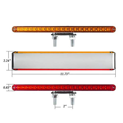 Partsam 2Pcs 12" Red/Amber LED Combo Double Face Truck Semi Trailer Light Bars 20LED Waterproof with Double Studs Sealed Truck Trailer Led Pedestal Turn Signal Stop Tail Marker Clearance Lights 12V - size: 12 Inch