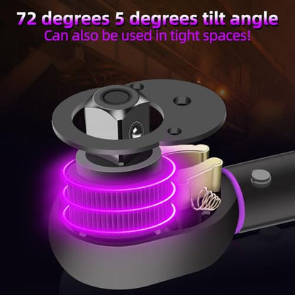 1/4" Inch Drive Click Torque Wrench 20-240 FT-LB/2.3-27.1N.M, ±3% Accuracy, Dual-Direction Click Professional Torque Wrench, Dual Range Scales Graduated in FT.LB and N.M, Purple - size: 1/4" 20-240 FT.LB(Purple)