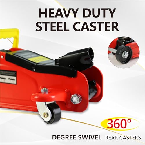2T Low Profile Steel Floor Jack, 4000 lb, Single Pump, 3.3"-15.2" Lift, Red - size: 2T Single Pump 3.3"-15.2"(Red)