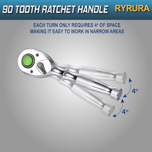 6-Piece Ratchet Set,1/4",3/8",1/2" Drive,Reversible Ratchet Wrench with Extension Bar,90-Tooth,Quick-Release,Chrome Alloy Made,Mens Stocking Stuffers Gifts for Men Gifts for Women - size: 1/4-inch+3/8-inch+1/2-inch Set, style: Combination-metal handle