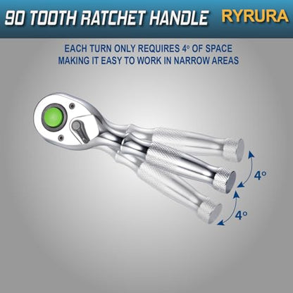 6-Piece Ratchet Set,1/4",3/8",1/2" Drive,Reversible Ratchet Wrench with Extension Bar,90-Tooth,Quick-Release,Chrome Alloy Made,Mens Stocking Stuffers Gifts for Men Gifts for Women - size: 1/4-inch+3/8-inch+1/2-inch Set, style: Combination-metal handle