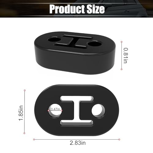 2 Hole Exhaust Hanger Bushing Muffler Upgrade EPDM Insulator Shock Absorbent Mount Bracket High-Density Hangers 12mm Hole (73mm x 47mm x 21mm) Universal Fit - Pack of 4 (Black) - color: BLACK