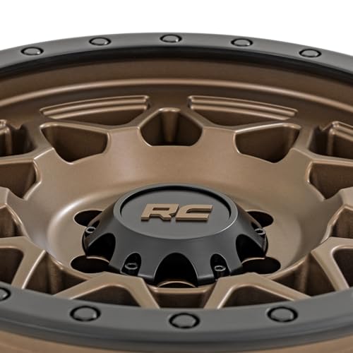 Rough Country 78 Series Aluminum Wheel - 17x8.5, 5x4.5 Bolt Pattern, +0mm Offset, Simulated Beadlock Design Bronze Wheel with Black Lip
