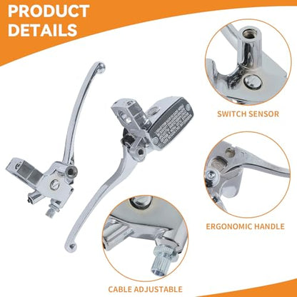 Stylemafia Universal Motorcycle 1" 25mm Brake Clutch Master Cylinder Lever Compatible with Honda Kawasaki Suzuki Yamaha（Silver） - color: Silver