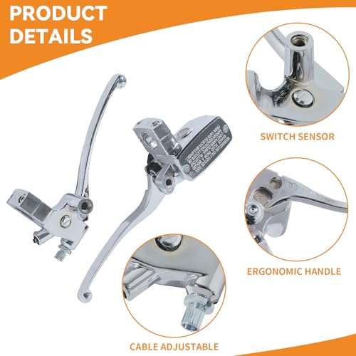 Stylemafia Universal Motorcycle 1" 25mm Brake Clutch Master Cylinder Lever Compatible with Honda Kawasaki Suzuki Yamaha（Silver） - color: Silver