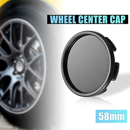 X AUTOHAUX 4 Pcs OD 58mm/2.28" Black 6 Clips Car Wheel Center Hub Cap Cover