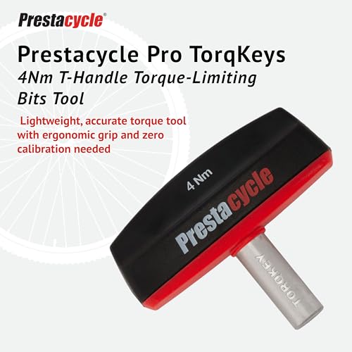 Prestacycle Pro TorqKeys 4Nm T-Handle Torque Limiting Tool – Torque Wrench Bit with Ergonomic Low-Profile Grip, Magnetic 1/4" Hex Bit Retention, Durable Zinc Shaft - size: 4Nm