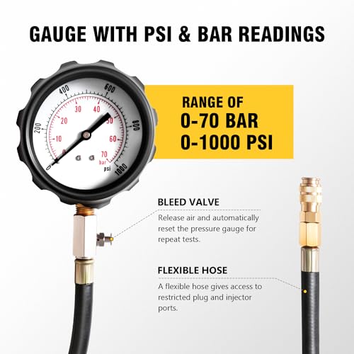 DNA Motoring TU-15B Diesel Engine Compression Gauge Tester with Gauge & Adapters, Cylinder Pressure Meter Teste Tool Kit for Trucks Cars, TOOLS-00336 - style: TU-15A Cylinder Pressure Teste