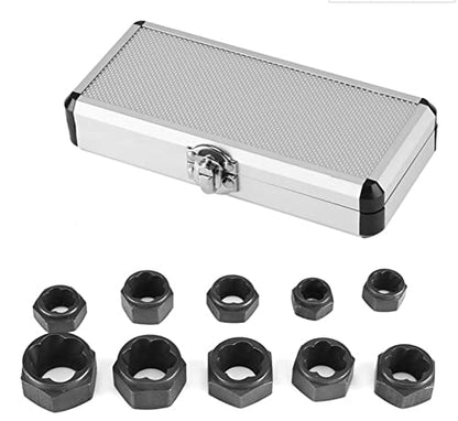 10Pcs/Set Bolt and Nut Extractor Set with 9-19mm Screw and Nut Remover Socket Wrenches Tool for Removing Damaged, Dead, Rusted, Rounded-Off Bolts, Nuts & Screws
