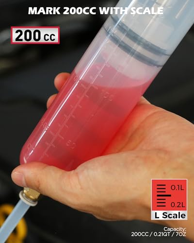 200CC Automotive Fluid Extractor Syringe Pump with Long Hose and Extension Tubes, Oil Extractor Fluid Pump Oil Evacuator and Dispenser Pump for Engine Oil, ATF, Coolant, Brake & Power Steering Fluids - style: New Version