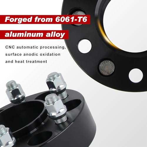 4pcs 6x135 Wheel Spacers 1.5 inch 38mm Thick, 6 Lug Wheel Adapters for 2015-2025 F150 Expedition, Navigator with M14x1.5 Studs and 87.1mm Hub Bore, 4pcs Black