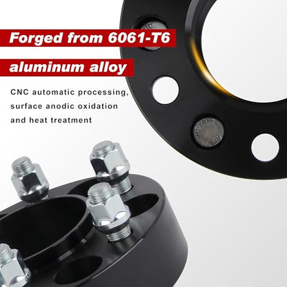4pcs 6x135 Wheel Spacers 1.5 inch 38mm Thick, 6 Lug Wheel Adapters for 2015-2025 F150 Expedition, Navigator with M14x1.5 Studs and 87.1mm Hub Bore, 4pcs Black