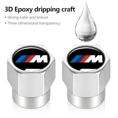 Tire Valve Stem Caps Cover for BMW M M2 M3 M4 Metal Wheel Air caps Auto Valve Stem Caps Accessories 4 Pack Silver - color: Silver-09