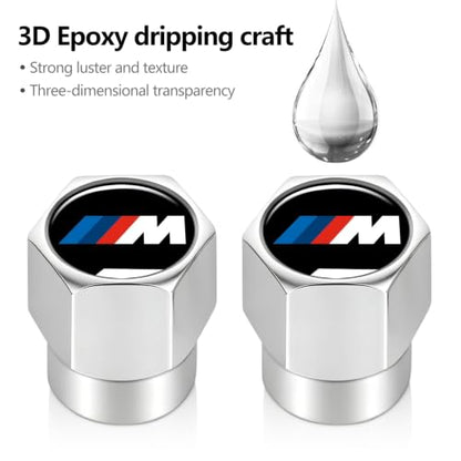 Tire Valve Stem Caps Cover for BMW M M2 M3 M4 Metal Wheel Air caps Auto Valve Stem Caps Accessories 4 Pack Silver - color: Silver-09