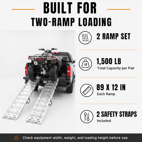 Loading Ramps for Pickup Trucks, 7.5 ft Aluminum ATV Ramps, 2 Pack - size: 2 Pack - 1500 lb