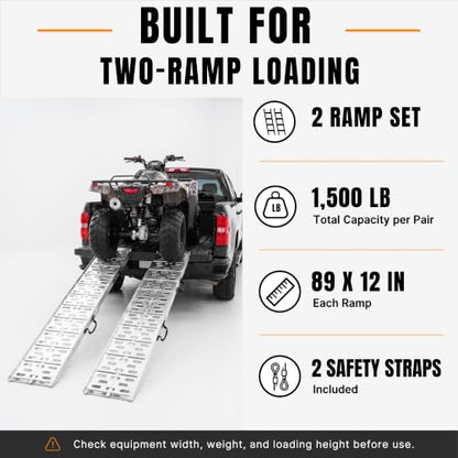 Loading Ramps for Pickup Trucks, 7.5 ft Aluminum ATV Ramps, 2 Pack - size: 2 Pack - 1500 lb