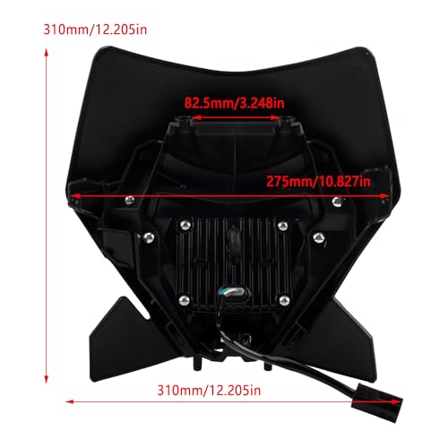Dirt Bike LED Headlight,Motorcycle Elliptical Headlamp Supermoto Fairing For TC FE TE EXC XCW SXF SX 125 250 300 350 450 500 530 SMC R 690 2024 Black - color: Black