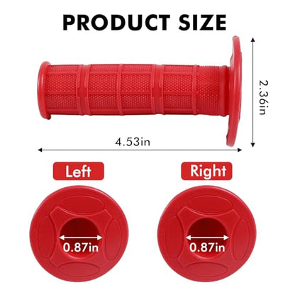 2PCS Motorcycle Handlebar Grips, 7/8 & 1 Inch Non-Slip Grips (Red) - color: Red