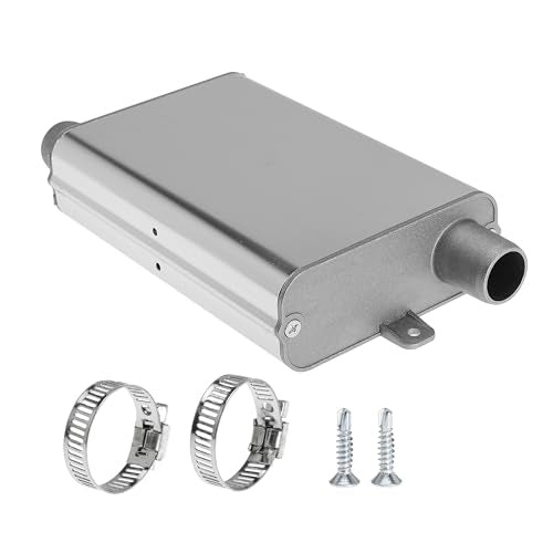 24mm Exhaust Muffler Pipe Upgraded for Chinese for Eberspacher Diesel Heaters Air Compressor with 2 clamps and screws, Silver - color: Silver