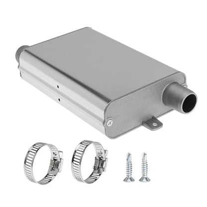 24mm Exhaust Muffler Pipe Upgraded for Chinese for Eberspacher Diesel Heaters Air Compressor with 2 clamps and screws, Silver - color: Silver