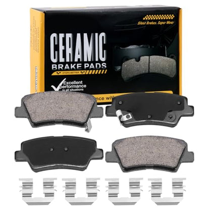 D1544 Rear Ceramic Brake Pads Kit Fit For Hyundai Accent 2012-2017, For Elantra 2011-2016, For Veloster 2012-2015, For Sonata 2015, For Kia Rio 2012-2017, For Cadenza 2014-2016 - style: HZ1544