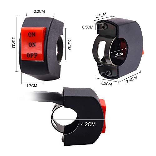 Motorcycle Handlebar Fog Light Spotlight Switch, Universal 7/8 inch Driving Foglight ON/ON/Off 3 Wires Handlebar Mount Switch