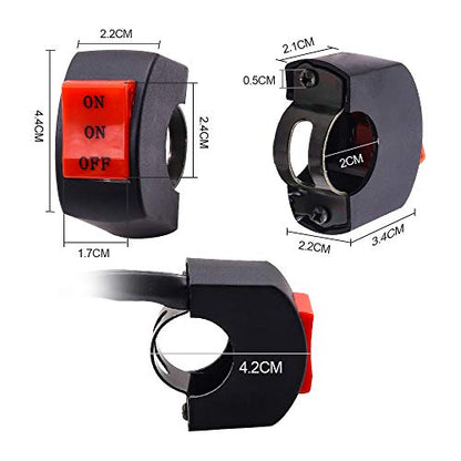 Motorcycle Handlebar Fog Light Spotlight Switch, Universal 7/8 inch Driving Foglight ON/ON/Off 3 Wires Handlebar Mount Switch