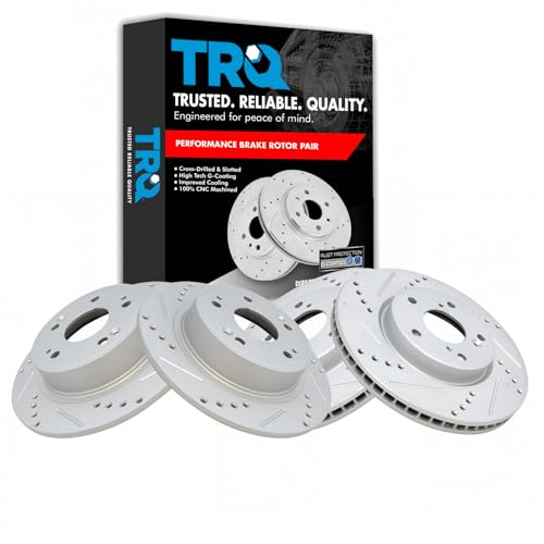 TRQ Performance Front and Rear Brake Rotor Set G Coated Drilled and Slotted - style: BRA15086